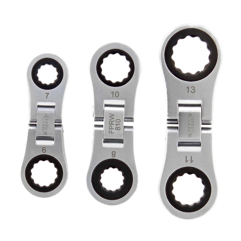 VIM Tools Nano Flex Ratcheting Wrench Set - 3pc Double-Sided