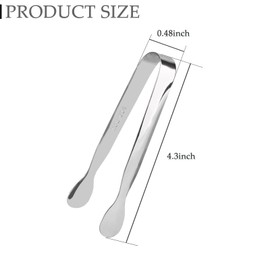 6 Pack 4.3 inch Mini Sugar Tongs, Stainless Steel Small Serving Tongs, Tiny Kitchen Tongs for Appetizers, Desserts, Tea Party and Coffee Bar