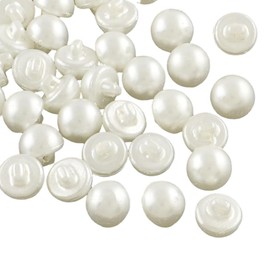 CABODYALS 12 MM 100 Pcs 1 Hole Beige Imitation Pearl Buttons Resin Shank Round Buttons Mini White Acrylic Button Bulk for Sewing Making Crafts Wedding Decorations Jewelry Dress DIY Accessories Supply