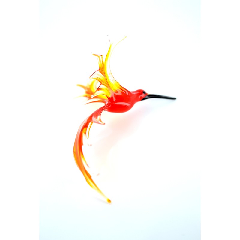 Kolibri hängend -Glasfigur-al-3 -rot-orange