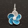 Small Blue Enamel Diamante Flower Drop Earrings In Silver Tone/