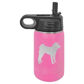 Akita Dog Insulated Water Bottle | Stainless Steel | Akita Dog Lover | Akita Gifts (12 oz, Pink)