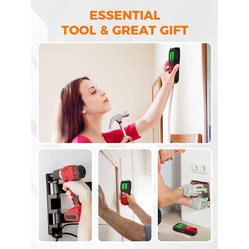 Mecurate 5-in-1 Stud Finder with LCD Display, Wall Scanner for