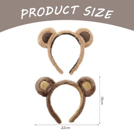 Pack of 2 Bear Ears Headbands, Cute Animal Headbands, Role Play Costume Accessories, Cartoon Plush Headbands, Decorative Headbands