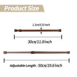 Kyuionty 4 Pcs Spring Tension Curtain Rods, 11.8 To 19.6 Inch Adjustable Curtain Rod Spring Loaded Shower Rod for Bathroom, Kitchen, Window (Wood Grain Color)