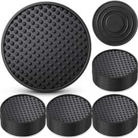 Eccliy 36 Pack Silicone Coasters for Drinks Nonslip Silicone Drink Coasters Cold Hot Heat Resistant for Table Tabletop Coffee Bar (Black)