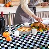 UXORSN 3 Pack Iridescent Black Checkered Plastic Tablecloths 54x108Inch Shiny