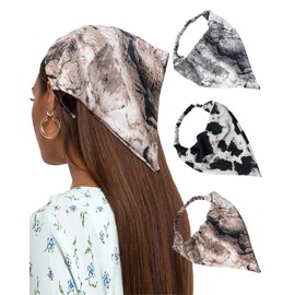 AWAYTR Elastic Hair Scarf Headband 3PCS Head Scarves with Clips Kerchief Hair Bandanas Headband for Women