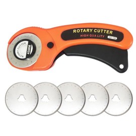 SOVYOULIVE 45mm Ergonomic Rotary Cutter with 5 Extra Blades, Safety Lock Rolling Cutter for Fabric, Leather, Sewing, Quilting & Crafting, FabricCutter Wheel for Left and Right-Handed Use