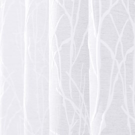 White Birch Tree Curtains 108 Inches Long for Living Room Darkening Dining Drape 2 Panels Set Back Tab Pocket Lace Cotton Linen Texture Floral Pattern Semi Privacy Curtain for Patio Door Vintage Retro