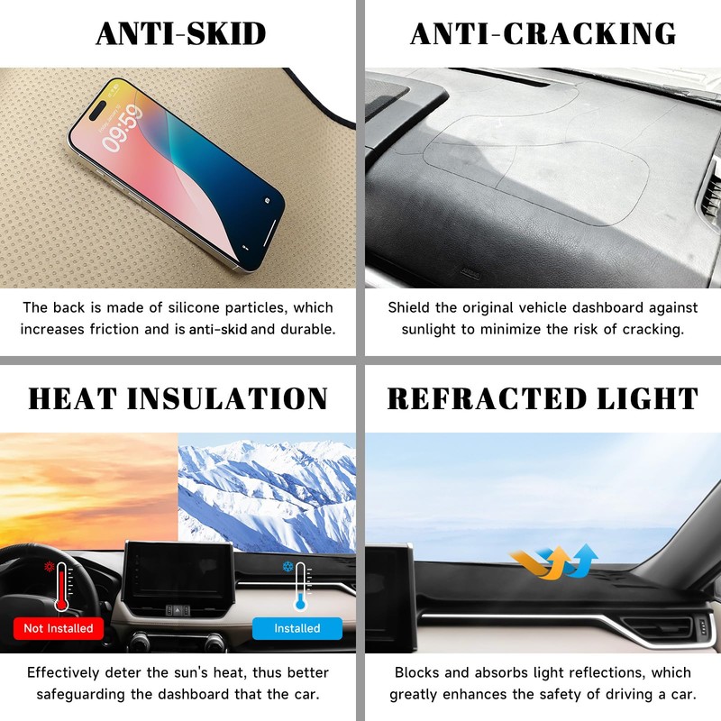 PeakPurit Black Dashboard Dash Board Cover Mat Carpet for Chevy
