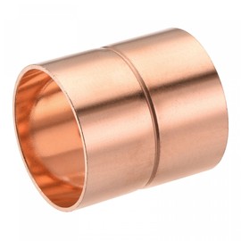 sourcing map Copper Pipe Coupling 35mm Straight Connecting Adapter with Rolled Tube Stop C x C Solder Connection for Plumbing