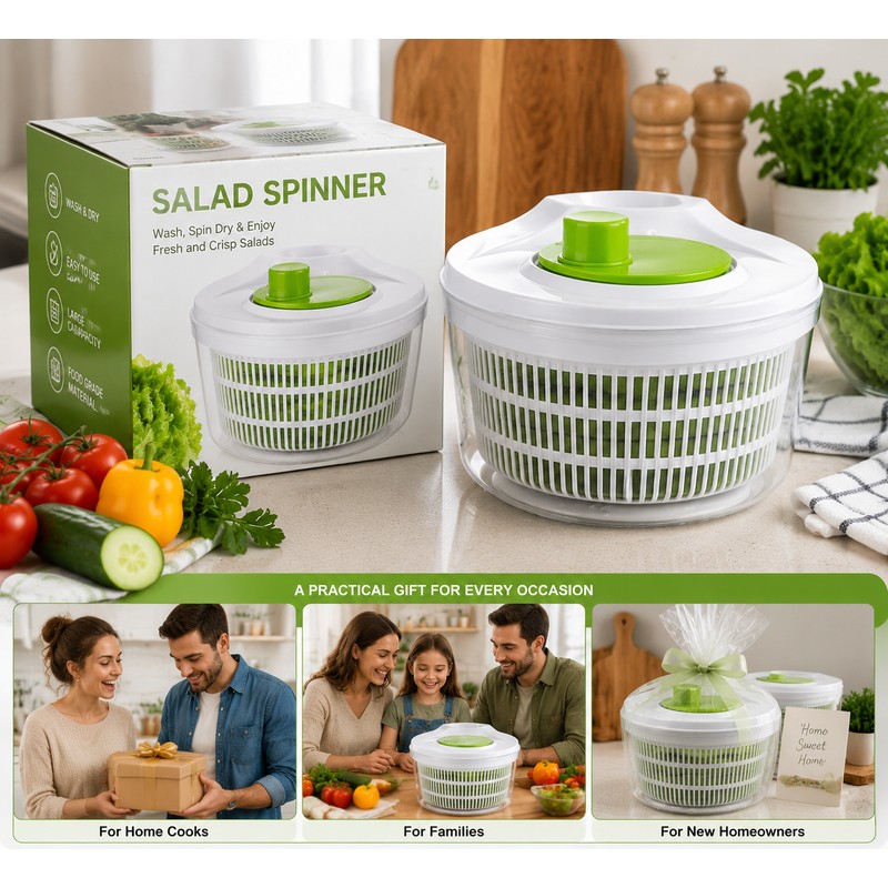 Salad Spinner for Washing & Drying Vegetables – Easy Kitchen