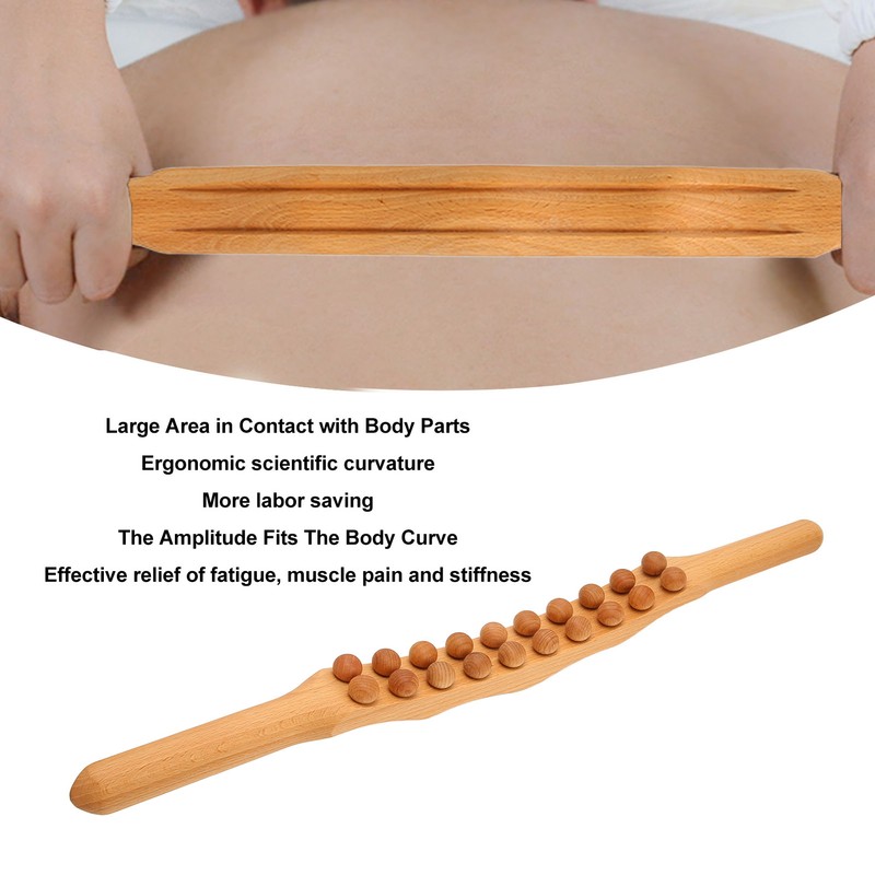 Body Gua Sha Stick Muscle Relaxing 20 Beads Wooden Scraping