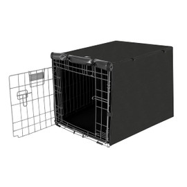 Seiyierr Dog Crate Cover, 30 Inch Dog Kennel Cover for Medium and Large Dog, Lightweight 600D Polyester Fabric, Double Door Wire Dog Crate Cover, Machine Wash & Dry, Black