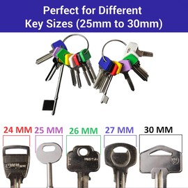 Square Key Cover Caps Set of 7 - Large Key Covers Caps (25 to 30 mm) Coloured Square Key Caps - Yale Key Covers, Ideal as Key Identifiers, Markers, Toppers, Tags to Organise Your Keys