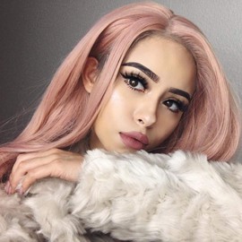 Xiweiya Cherry Blossom Pink Color Synthetic Lace Front Wig Peach Pink Soft Hair Heat Resistant Glueless Christmas Party Wig for Women,Drag Queen Cosplay Family Makeup Party 24 Inches