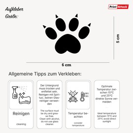 Autoaufkleber Pfoten – wetterfest & rückstandslos entfernbar – Handmade in Deutschland – Hunde- oder Katzenmotiv – 5x5 cm – 12 Stück - verschiedene Farben (Hellrosa, V2 Katzenpfoten)