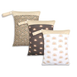 3 Pack Wet Dry Bags for Baby Diapers&Breast Pump Parts, Waterproof Reusable Wet Bag with Two Zippered Pockets & Handle, Beach Pool Gym Bag Stroller Yoga Toiletries Daycare Organizer, 11.8" x 15.7"