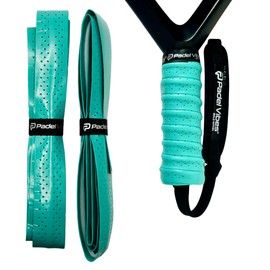Padel Vibes BOLD ComfortMax Overgrip Perforated Ergonomic Overgrips for Padel, Tennis, Badminton, Squash, Racketball, Sweat-Absorbing, Non-Slip, Durable (3, Aqua)