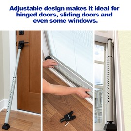 BRINKS Door Security Bar - Adjustable Brinks Door Security Bar for Travel, School, Dorm and Home - Door Jammer for Hinged Doors and Sliding Door Security – Silver