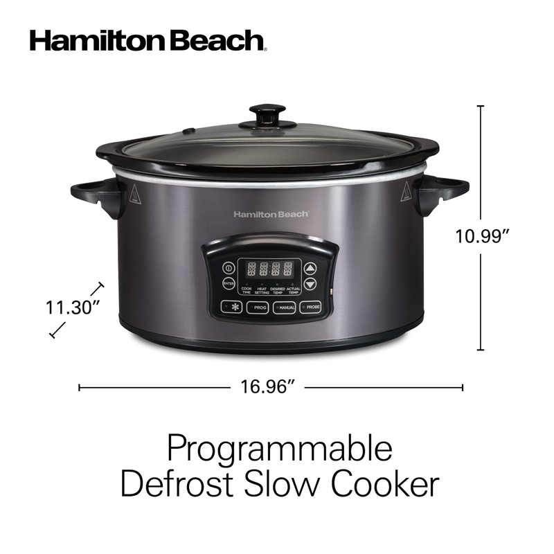 Hamilton Beach Programmable Defrost Slow Cooker, Temperature Probe, 6 Quart