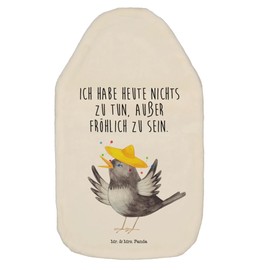 Mr. & Mrs. Panda Hot Water Bottle Raven with Sombrero - Gift, Happy Grain Cushion, Animals, Funny Sayings, Children's Hot Water Bottle, Cute Animal Motifs, Good Mood, Hot Water Bottle with Cover, Bird