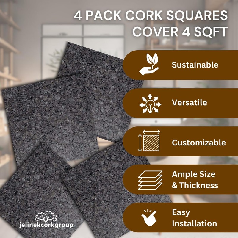 Cork Wall Tile Squares - Dark (4 Count)