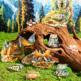 Arpaper Scrapbooking Stickers Set 120 Pieces Scrapbook Journal Accessories PET Travel Theme for Scrapbooking, Albums, Magazines, Calendars, etc. DIY Decoration (Journey to the Woods)