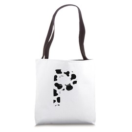 Creative Bold Marker Letter P - Cow Pattern Design Tote Bag