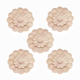 Wood Carved Onlays Appliques, MUXSAM Unpainted Wood Rosettes Fancy Carving Furniture Decals for Door Wall Mirror Fireplace Stairs Cabinet Cupboard Dresser Bed Wardrobe DIY Decor, 8cm/3.15", 5-Pack