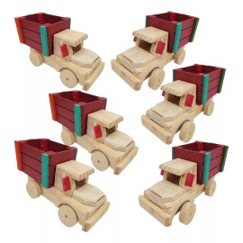 Ferenku Set 6 Camiones Juguete De Madera Pequeños Coloridos