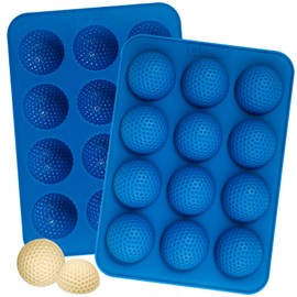 Webake Schokoladenform Golfball Silikon Pralinenform 2 Stück Golfschokoladenform mit 12 Löchern Golf-Form Silikonform für Süßigkeiten Schokolade Pralinen