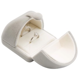 POKOFO Double Velvet Jewelry Packaging Display Storage Case Wedding Ring Gift Box (Gray)