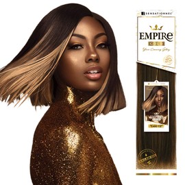 Sensationnel Empire Yaki weave hair - Empire gold straight yaki human hair yaki texture hair for weaving and sew in styles - Empire Gold Yaki (18 inch, 1B OFFBLACK)