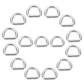 MECCANIXITY 15 Piezas de Anillos D de Metal de 0.6 x 0.6 Pulgadas, Anillos Soldados de Color Plata, Anillos de Hardware Sólidos para Bolsos, Llaveros de Costura, Collares de Perro, Mochilas
