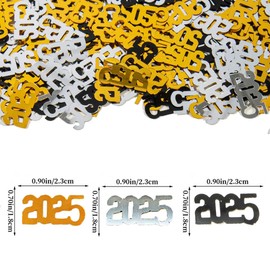 KALOR New Year 2025 Confetti, 60g Gold Silver and Black 2025 Confetti for Happy New Year Decorations 2025 New Years Eve Table Decorations