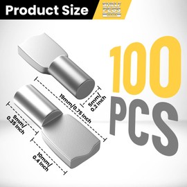 FANDAMEI 100 PCS Shelf Pins, Metal Nickel Support Pegs, Shelf Support Pegs, 5mm Shelf Pins, Spoon Shaped Cabinet Support Pins Holder (5mm)