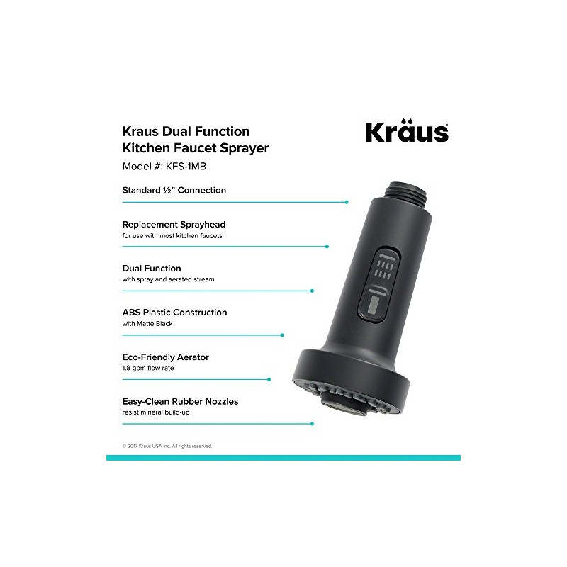 Kraus Dual Function Kitchen Faucet Sprayer in Matte Black