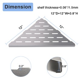 Xiarnotogi 12" Corner Shower Shelf, 2-Pack Bathroom Shelves for Tile Walls, SUS304 Stainless Steel Recessed Shower Shelf, Grout in Corner Organizer Shelves, Brushed Silver, Large Size