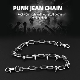 Girinme Punk Wallet Chain with Rivets – Biker Chain Keychain for Men & Women, Hip Hop Jeans & Trouser Chain