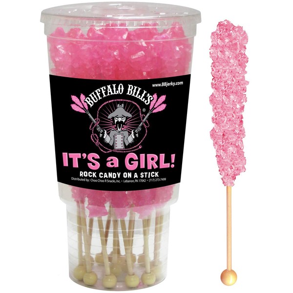 Buffalo Bills It’s A Girl Light Pink Rock Candy On A Stick (12-ct cup wrapped rock candy sticks)