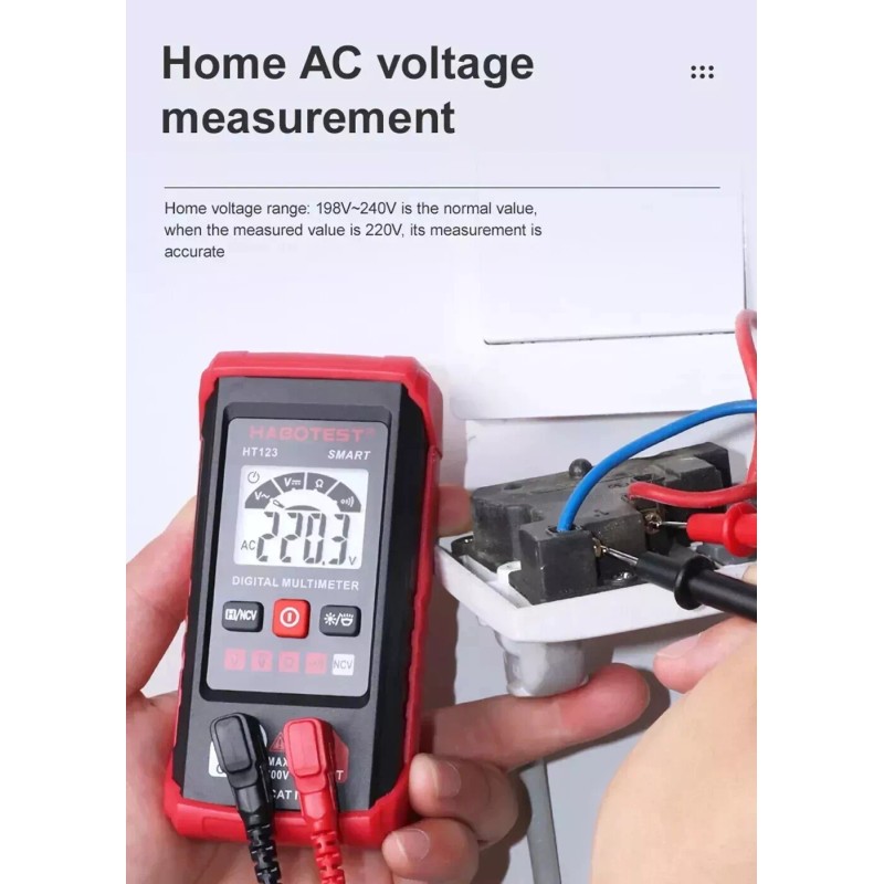 HABOTEST HT123 Digital Multimeter Smart Voltmeter Ohmmeter AC DC Meter