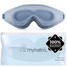 MyHalos® Sleep Mask - Eye Masks for Sleeping - 100% Blackout Sleeping Mask for Women, Men & Side Sleepers - 3D Sleep Mask Against Pressure - Award Winning Design, Eyelash Friendly