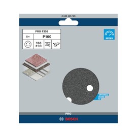 Bosch 2608605125 Stone Velcro 6 hole150x6 G100, Black, 150 mm