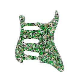 ROZILO 11 Hole SSS Electric Guitar Pickguard Back Plate Tremolo Trem Cover with Pickguard Screws for 3 Single Coil Pickups Green Shell