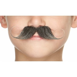 Mustaches Fake Mustache, Self Adhesive, Novelty, Small Imperial False Facial Hair, Costume Accessory for Kids, Salt and Pepper Color