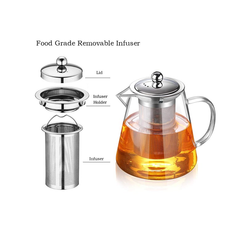 Glass Teapot with Infuser Tea Pot 32oz/43oz Tea Kettle Stovetop