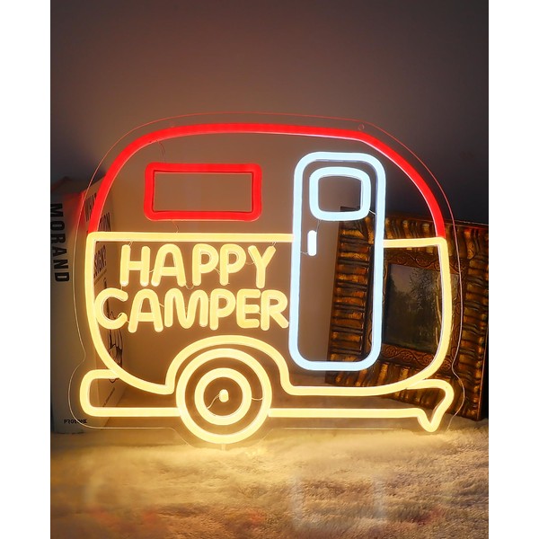 AceList Happy Camper RV Neon Signs for Wall Decor -