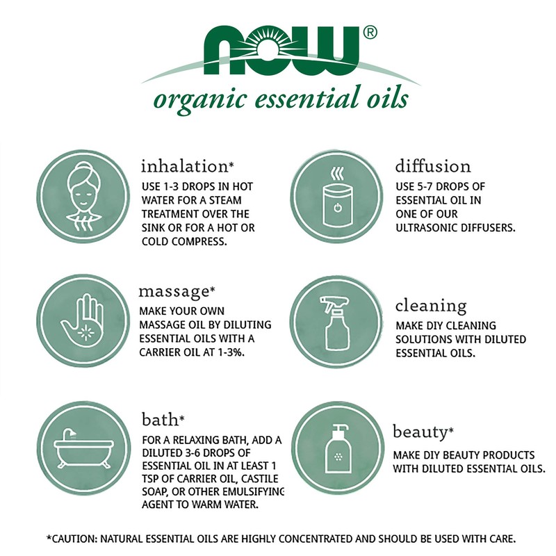 NOW Essential Oils, Organic Orange Oil, Uplifting Aromatherapy Scent, Cold